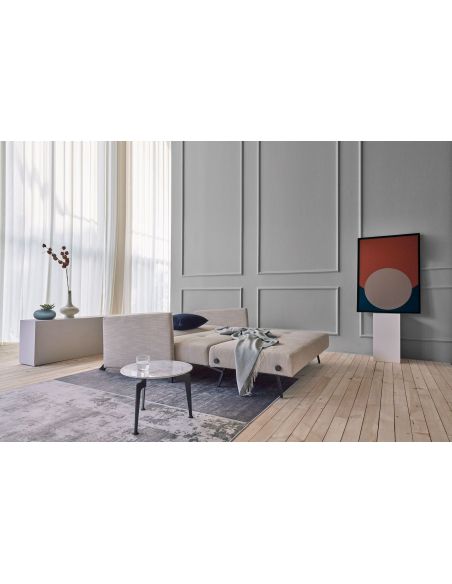Divano letto Cubed Arm con braccioli convertibile salvaspazio 140 cm - 612 Blida Sand Grey
