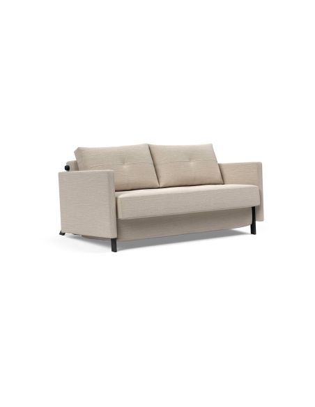 Divano letto Cubed Arm con braccioli convertibile salvaspazio 140 cm - 612 Blida Sand Grey