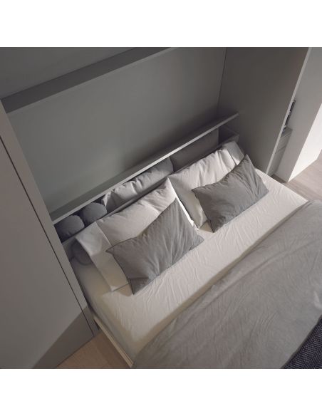 Letto matrimoniale verticale a scomparsa con cassettoni Pratico