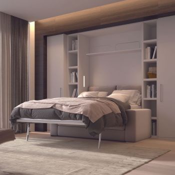 Letto a scomparsa con divano matrimoniale o francese Cubo 2