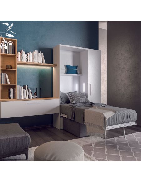 Letto singolo a scomparsa con cassettone Rapido