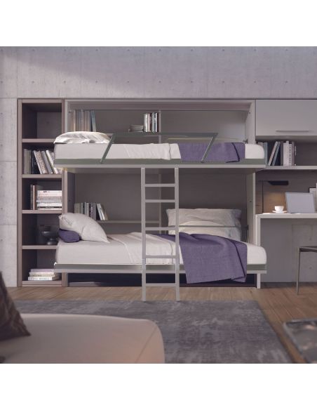 Letto a castello a scomparsa con scaletta per cameretta bimbi Vagone Letto a castello a scomparsa con scaletta per cameretta bimbi Vagone