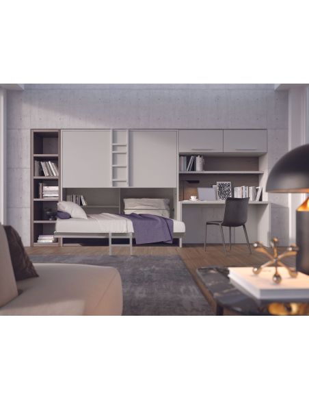 Letto a castello a scomparsa con scaletta per cameretta bimbi Vagone Letto a castello a scomparsa con scaletta per cameretta bimbi Vagone