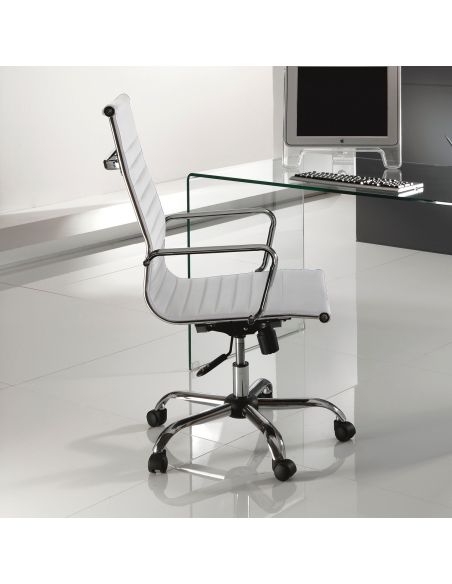 Poltrona presidenziale in ecopelle bianca a schienale alto Duty White