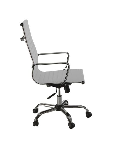 Poltrona presidenziale in ecopelle bianca a schienale alto Duty White