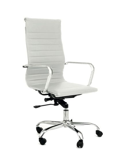 Poltrona presidenziale in ecopelle bianca a schienale alto Duty White