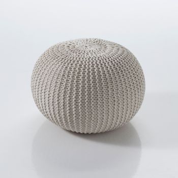 Pouf rotondo intrecciato in cotone Ø50 cm Davida 2