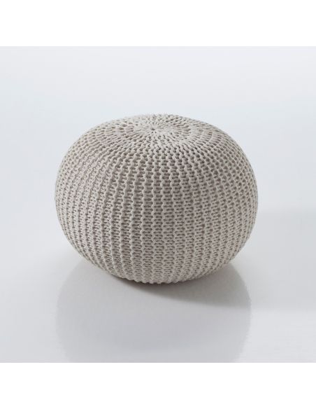 Pouf rotondo intrecciato in cotone Ø50 cm Davida