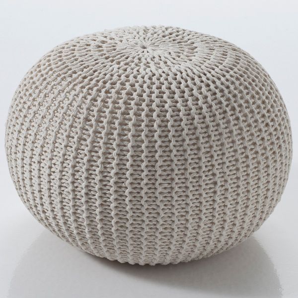 Pouf rotondo intrecciato in cotone Ø50 cm Davida