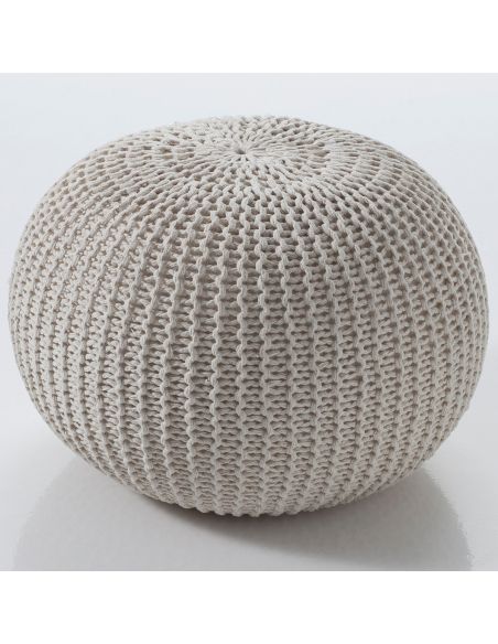 Pouf rotondo intrecciato in cotone Ø50 cm Davida