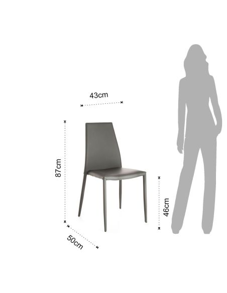 Set 4 sedie da cucina impilabili Nimes Gray
