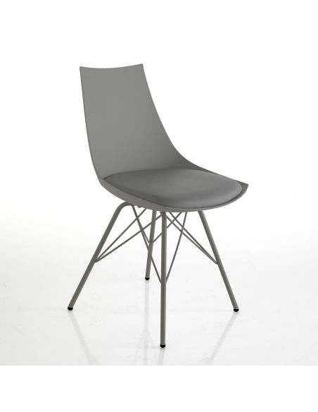 Sedia da cucina in metallo polipropilene ed ecopelle Kirby Grey Sedia da cucina in metallo polipropilene ed ecopelle Kirby Grey