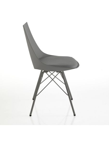 Sedia da cucina in metallo polipropilene ed ecopelle Kirby Grey Sedia da cucina in metallo polipropilene ed ecopelle Kirby Grey