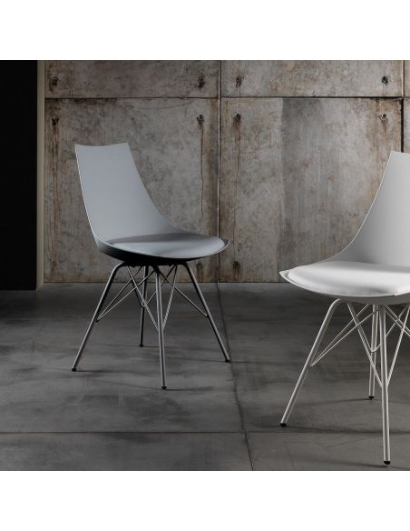 Sedia da cucina in metallo polipropilene ed ecopelle Kirby Grey Sedia da cucina in metallo polipropilene ed ecopelle Kirby Grey