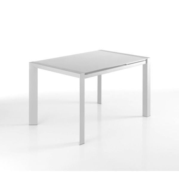 Tavolo allungabile in vetro e metallo bianco design moderno Fablesco