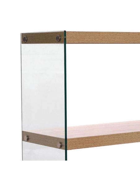 Libreria bassa 3 ripiani in vetro e legno Amantida 75/3