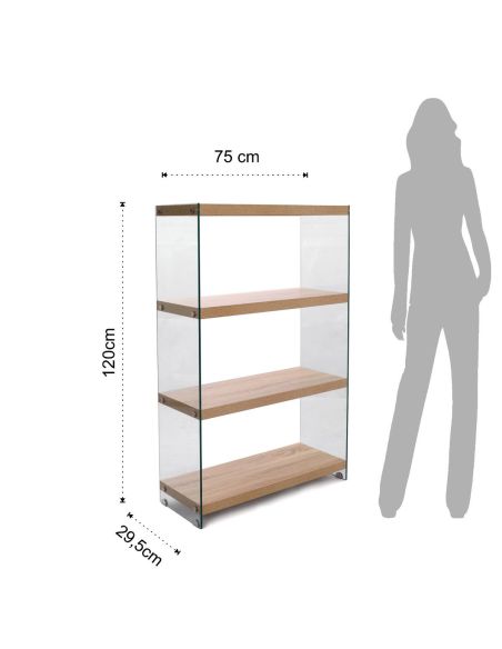 Libreria moderna in vetro e legno Amantida 75/4