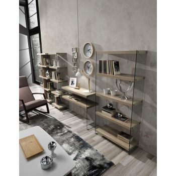 Scaffale libreria in vetro e legno Amantida 75/5 2