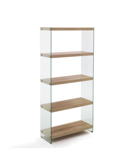 Scaffale libreria in vetro e legno Amantida 75/5