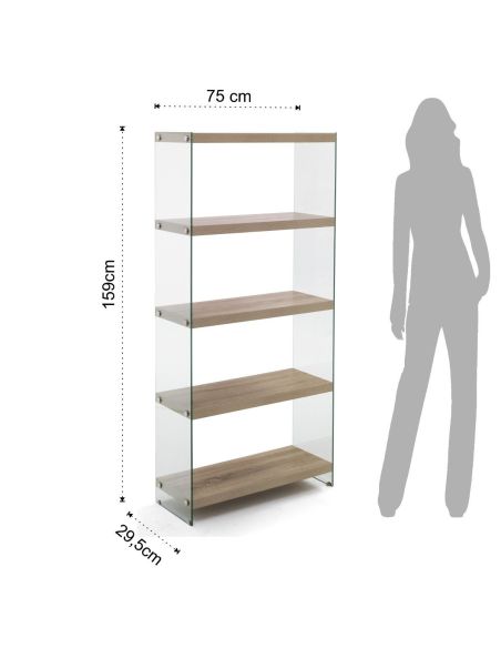 Scaffale libreria in vetro e legno Amantida 75/5