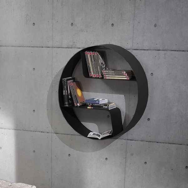 Libreria a muro rotonda in metallo Gemerek Grey