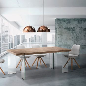 Tavolo da cucina in vetro e MDF rovere Inside Oak
