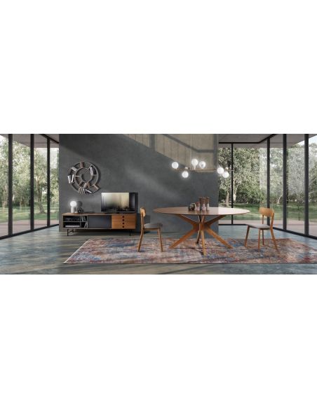 Tavolo da pranzo ovale in legno massello Hubbard Oak