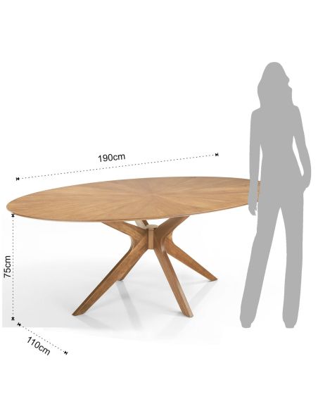 Tavolo da pranzo ovale in legno massello Hubbard Oak