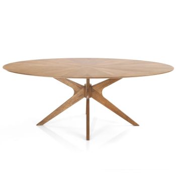 Tavolo da pranzo ovale in legno massello Hubbard Oak 2