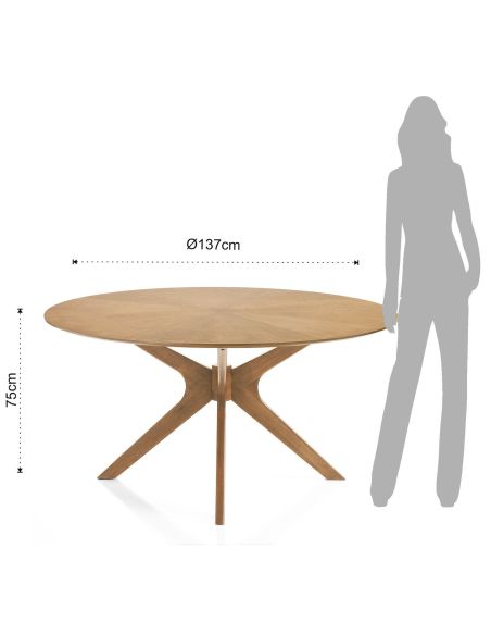 Tavolo da pranzo rotondo in legno massello e MDF Venues Oak