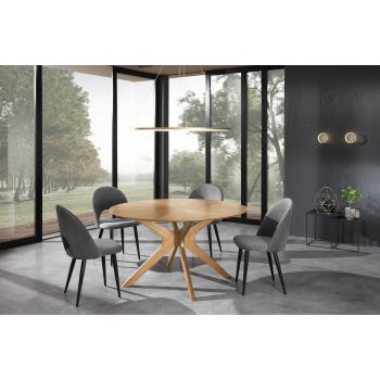 Tavolo da pranzo rotondo in legno massello e MDF Venues Oak 2