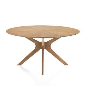 Tavolo da pranzo rotondo in legno massello e MDF Venues Oak