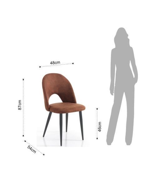 Set 4 sedie imbottite per sala da pranzo Dimitra Old Brown