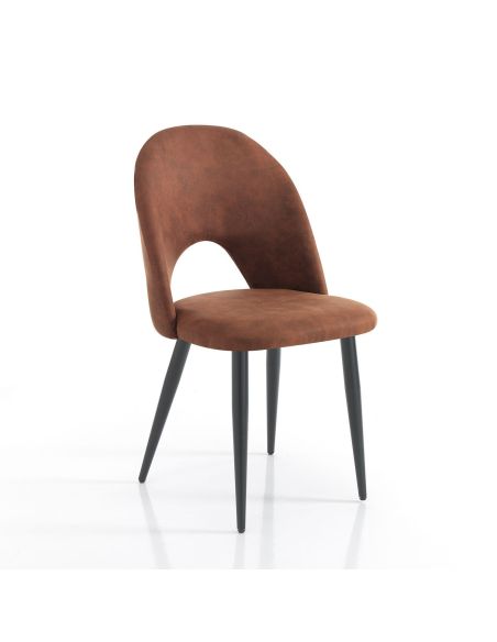 Set 4 sedie imbottite per sala da pranzo Dimitra Old Brown