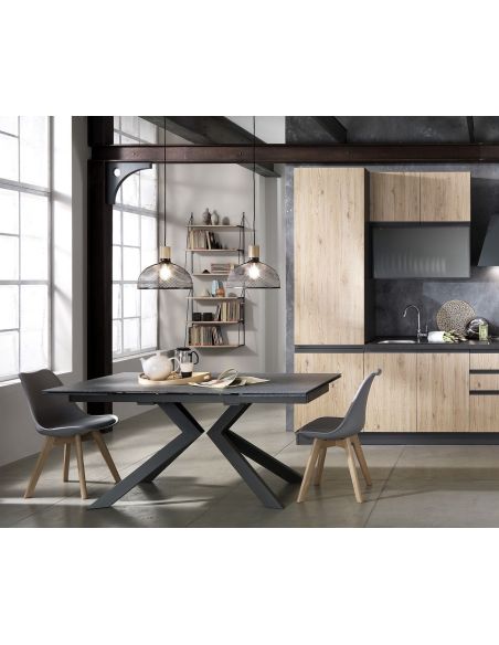 Set 4 sedie moderne in  polipropilene Kirby Evo Wood Grey