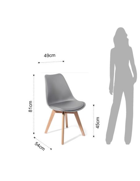 Set 4 sedie moderne in  polipropilene Kirby Evo Wood Grey