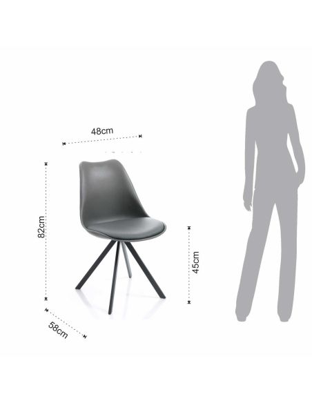Set 4 sedie design moderno Kirby Slim Grey Set 4 sedie design moderno Kirby Slim Grey