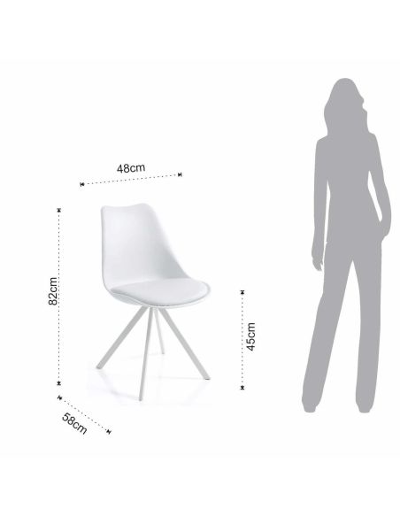 Set 4 sedie moderne per cucina Kirby Slim White
