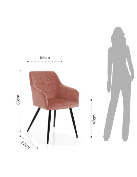 Coppia sedie imbottite con braccioli Ferrand Pink