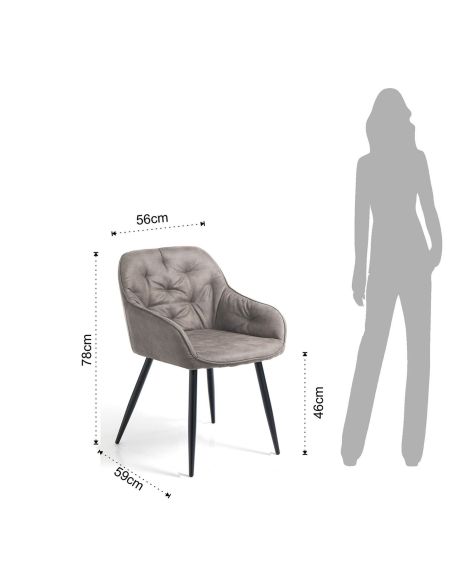 Coppia sedie imbottite con braccioli Mireia Grey