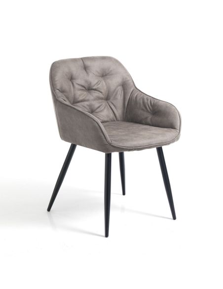 Coppia sedie imbottite con braccioli Mireia Grey