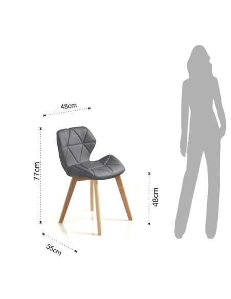 Coppia sedie imbottite moderne Eleanor Grey