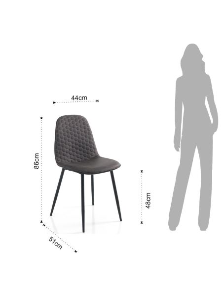 Set 4 sedie imbottite per sala da pranzo Lazing Grey