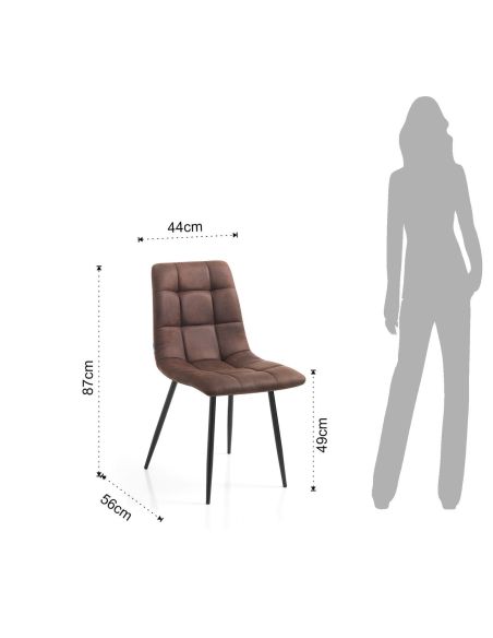 Set 4 sedie imbottite per sala da pranzo Miracle Old Brown