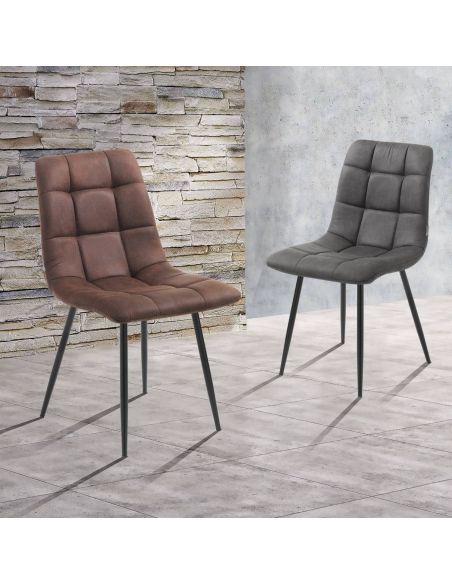 Set 4 sedie imbottite per sala da pranzo Miracle Old Brown