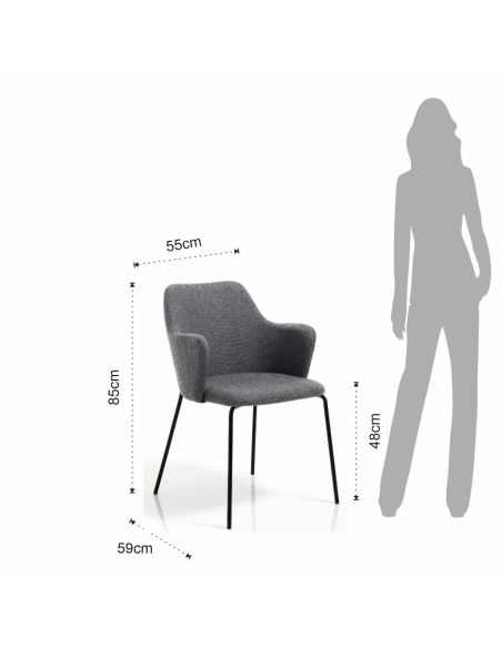 Coppia sedie con braccioli da cucina Danny Dark Coppia sedie con braccioli da cucina Danny Dark