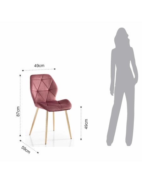 Set 4 sedie imbottite moderne Eleanor New Pink