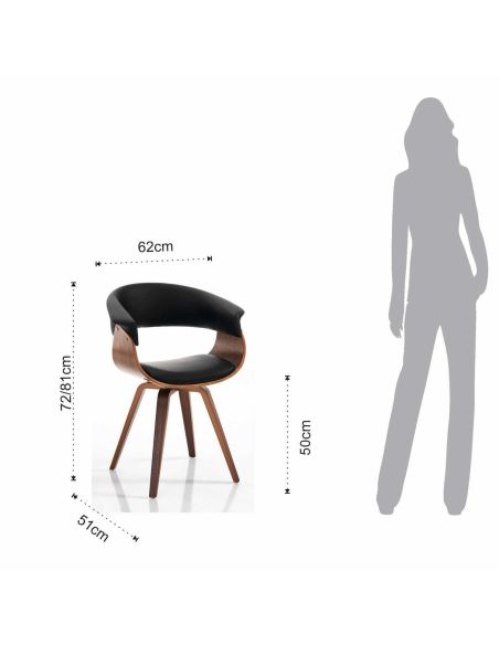 Sedia moderna in legno e pelle sintetica Once Wood Black Sedia moderna in legno e pelle sintetica Once Wood Black