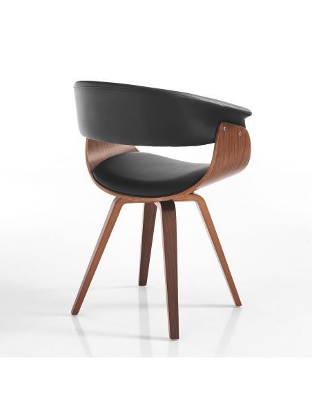 Sedia moderna in legno e pelle sintetica Once Wood Black Sedia moderna in legno e pelle sintetica Once Wood Black