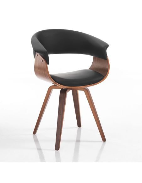 Sedia moderna in legno e pelle sintetica Once Wood Black Sedia moderna in legno e pelle sintetica Once Wood Black